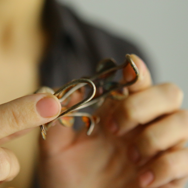 Hydrangea floral bracelet in colored silver, фото 4